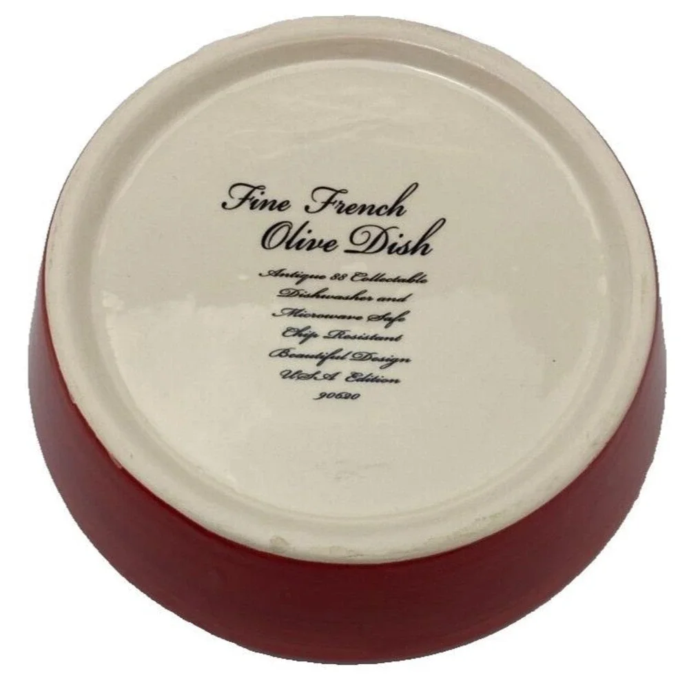 French Olive Dish‎ Red Sunflower BonCera Hand Crafted NEW
